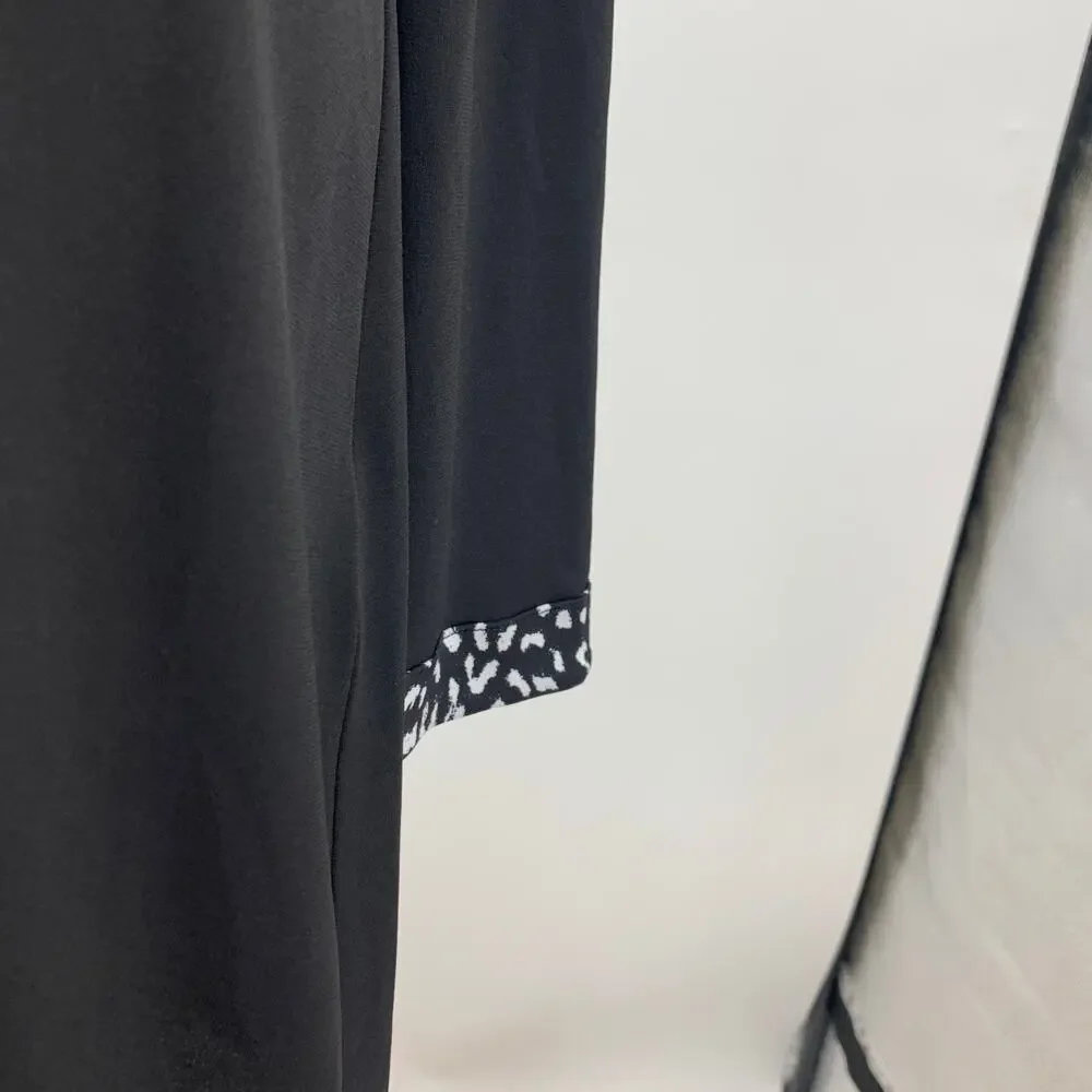 Michael Kors Dress Womens Large Black Jersey Animal Print Trim Crew Neck BackZip